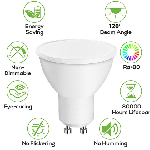 10x 5W GU10 LED Bulbs Spot Lamp Cool Day White Down Lights Eneygy Saving 120A